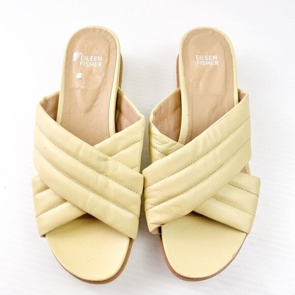 Eileen Fisher Kye Nappa Leather Sandals Womens Puffy Slide Butter Leather Size 9 - Picture 2 of 13